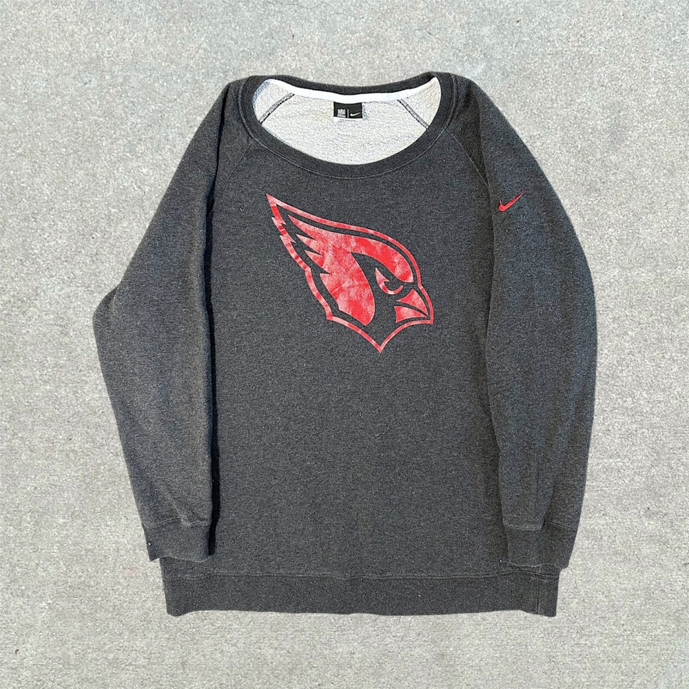 Nike NFL Arizona Cardinals Sweatshirt Mens XL Gray Red Logo Pullover Crew Neck
